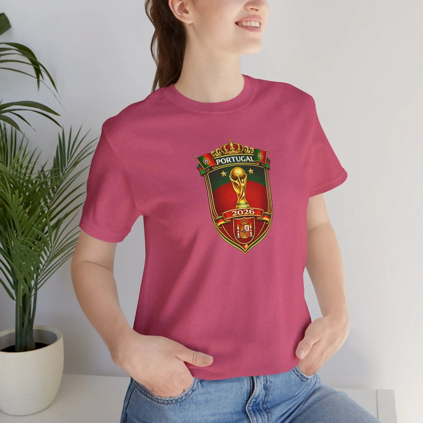 Portugal World Cup Soccer Crest Graphic Tee Unisex Short Sleeve by Printify
