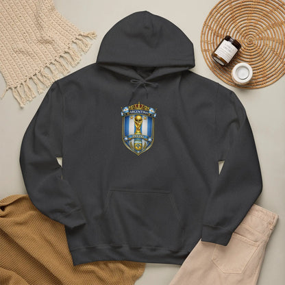 Soccer Trophy Crest Hoodie - Champion Shield Football Pullover by Printify