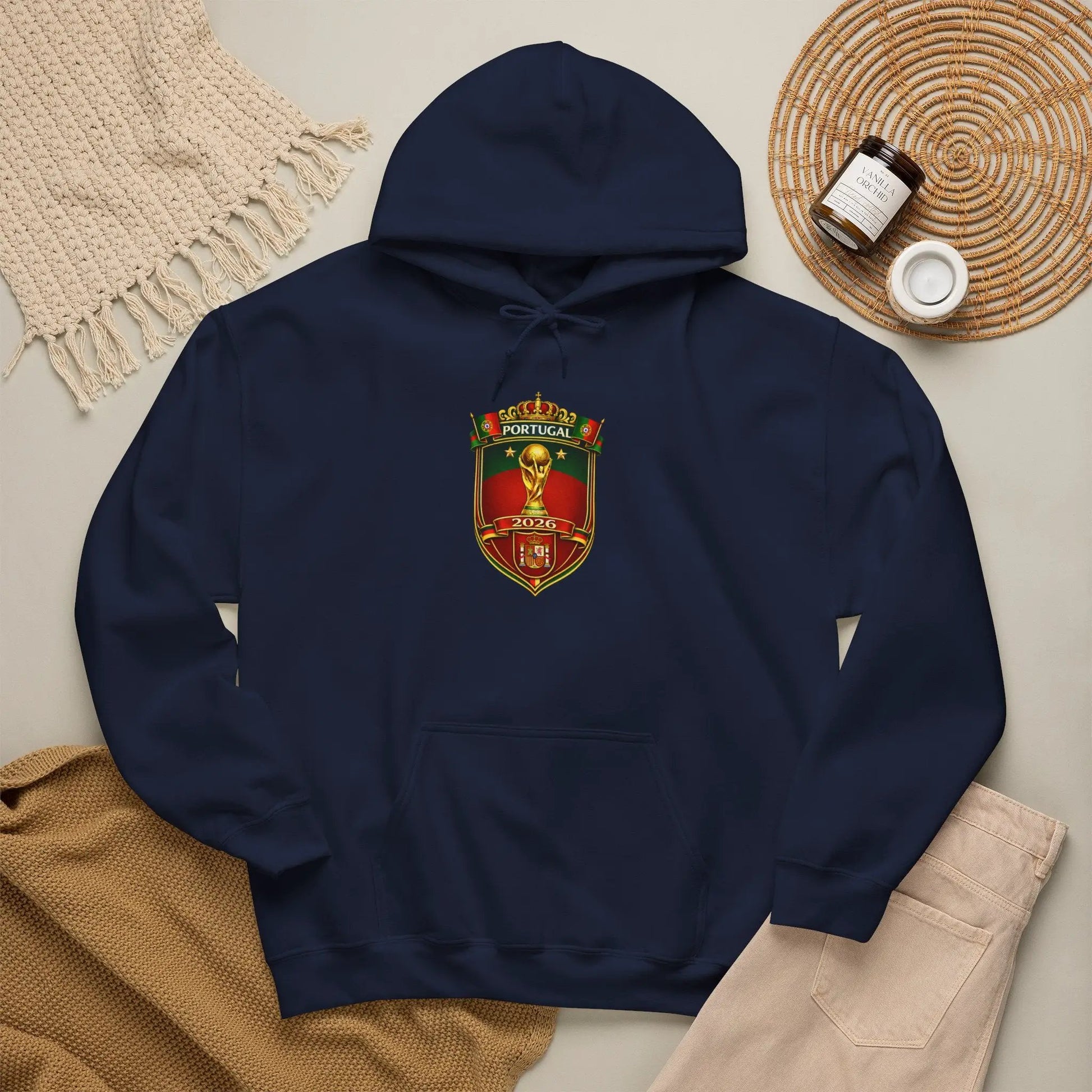 Portugal Football Crest Hoodie — Retro Soccer Emblem Sweatshirt by Printify