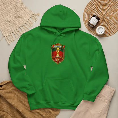 Portugal Football Crest Hoodie — Retro Soccer Emblem Sweatshirt by Printify