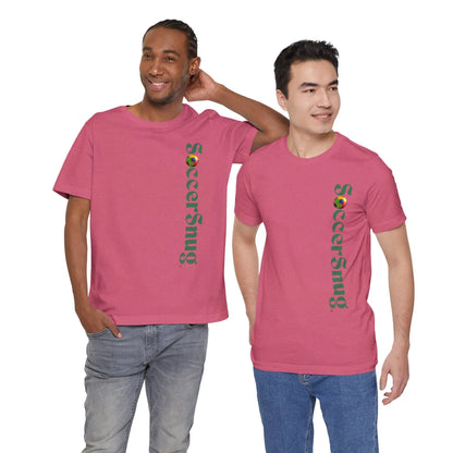 SoccerSnug Vertical Logo Tee Casual Soccer Fan Shirt by Printify