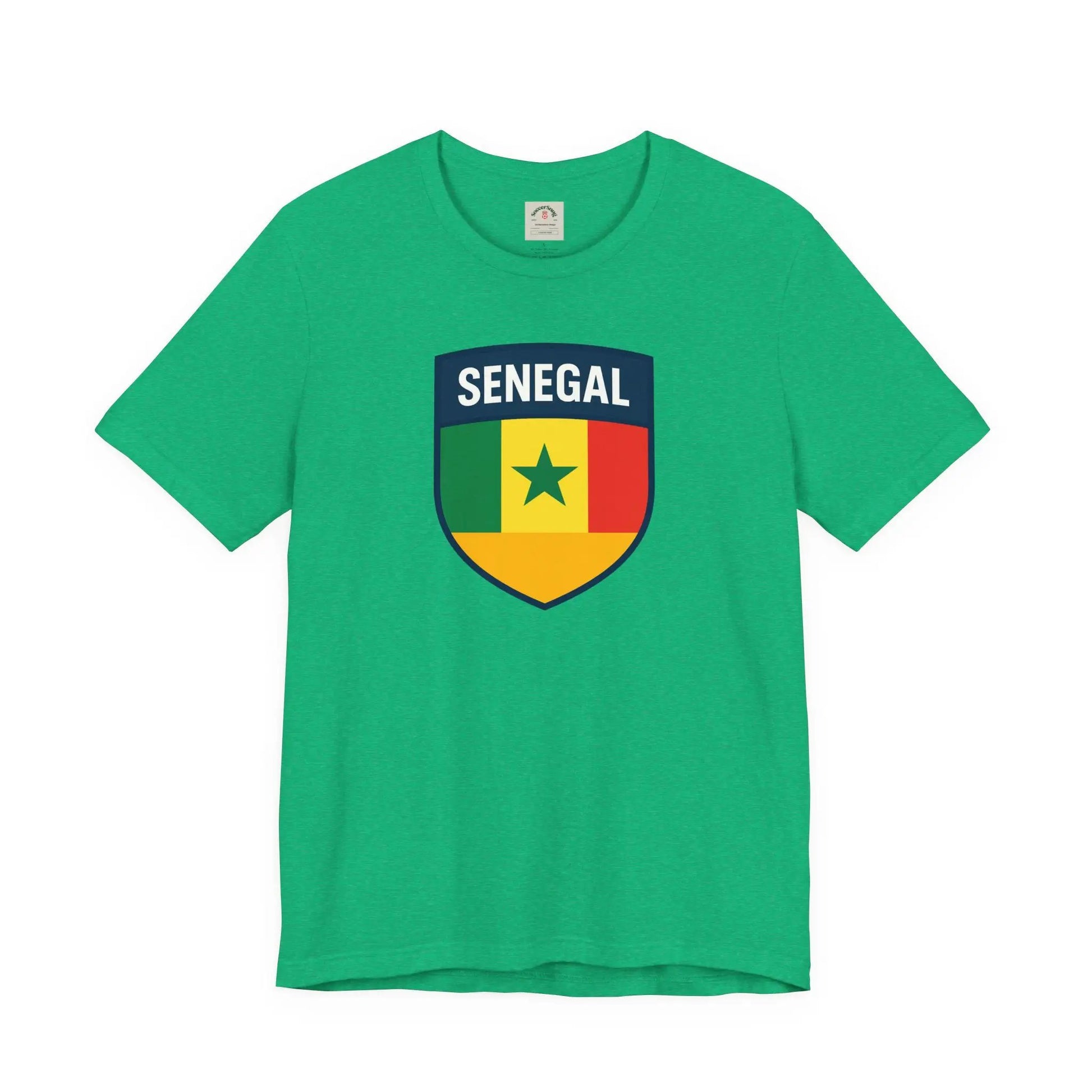 Senegal Flag Shield T Shirt Crest Tee For Fans Pride Soft Breathable by Printify