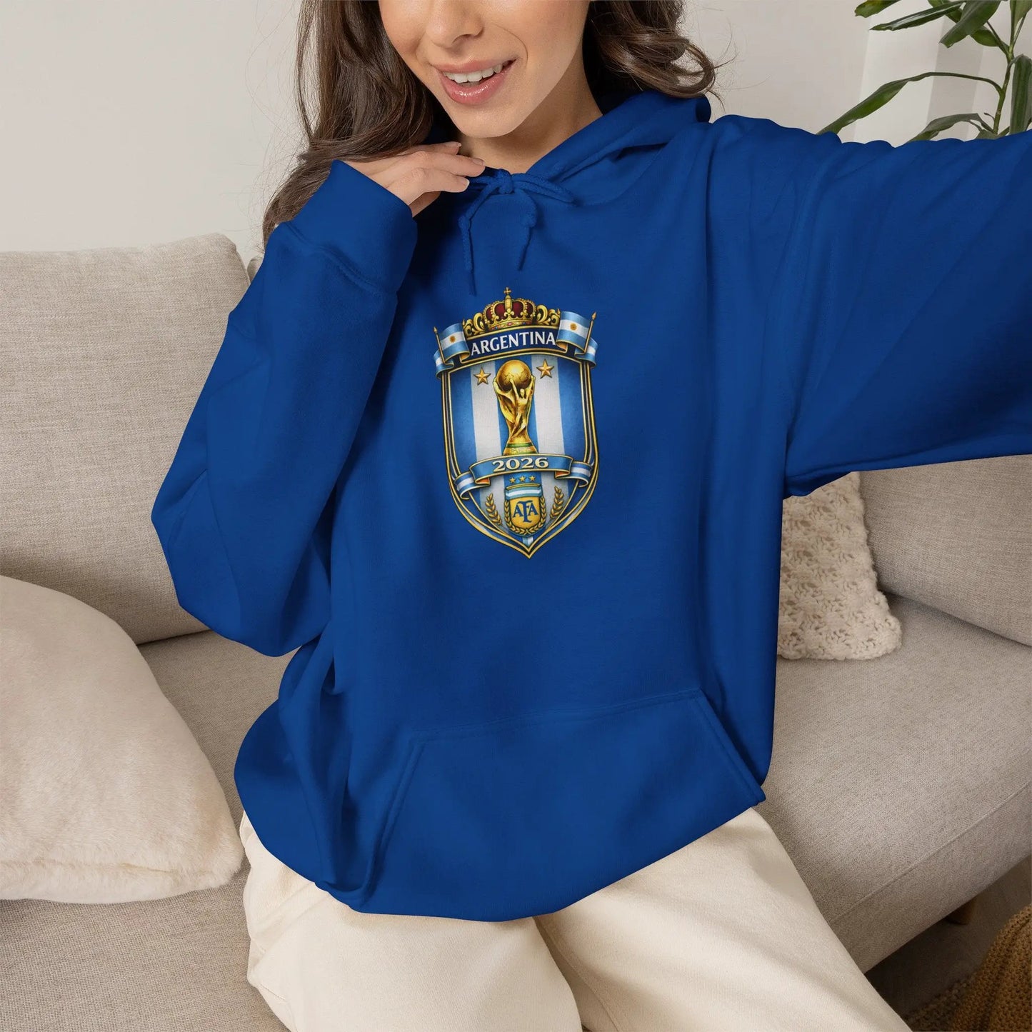 Soccer Trophy Crest Hoodie - Champion Shield Football Pullover by Printify