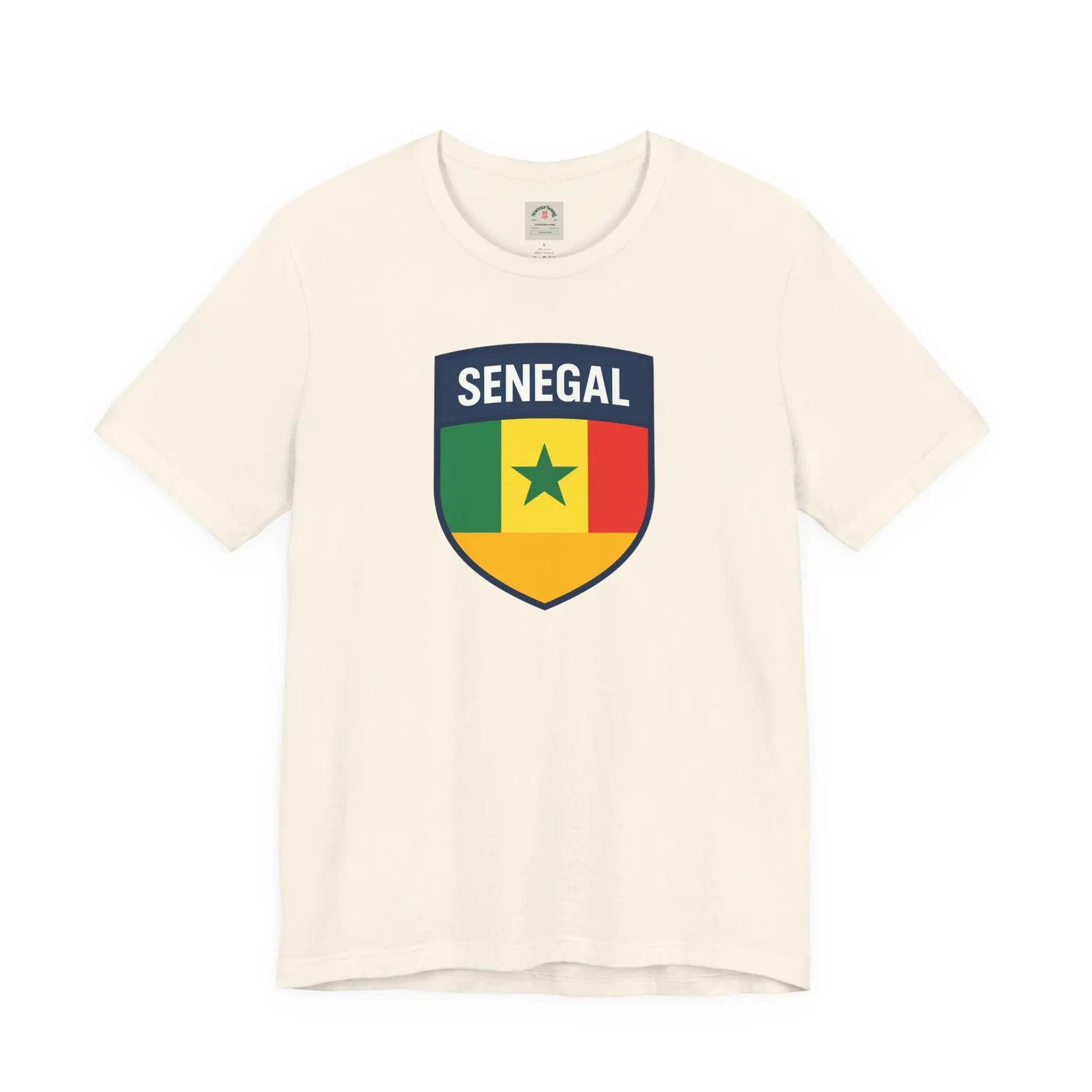 Senegal Flag Shield T Shirt Crest Tee For Fans Pride Soft Breathable by Printify