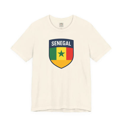 Senegal Flag Shield T Shirt Crest Tee For Fans Pride Soft Breathable by Printify