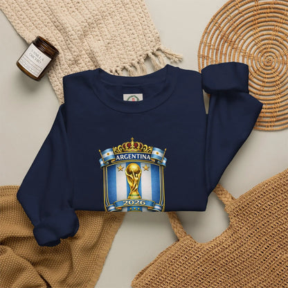 Argentina World Cup Crest Embroidered Crewneck Sweatshirt by Printify