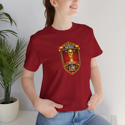 Spain World Cup Crest Soccer Fan Jersey Tee Official by Printify