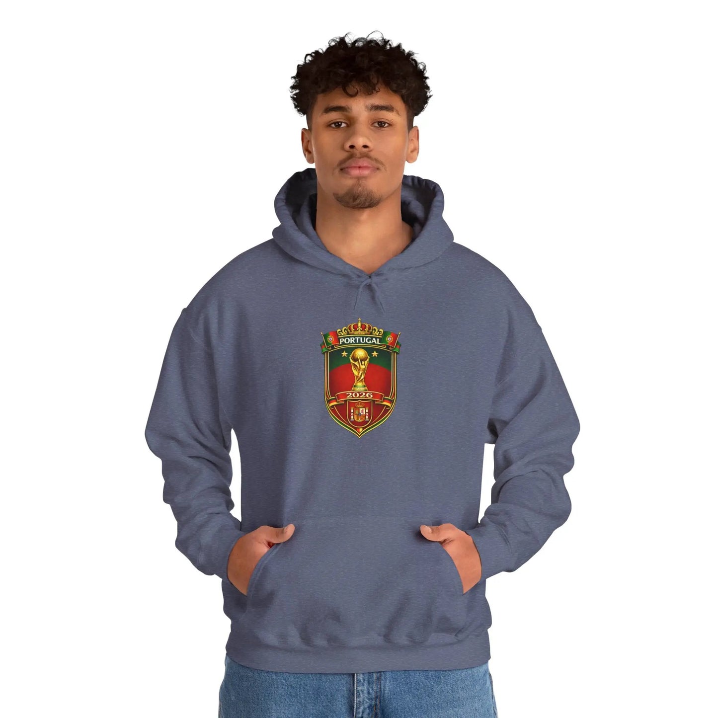 Portugal Football Crest Hoodie — Retro Soccer Emblem Sweatshirt by Printify