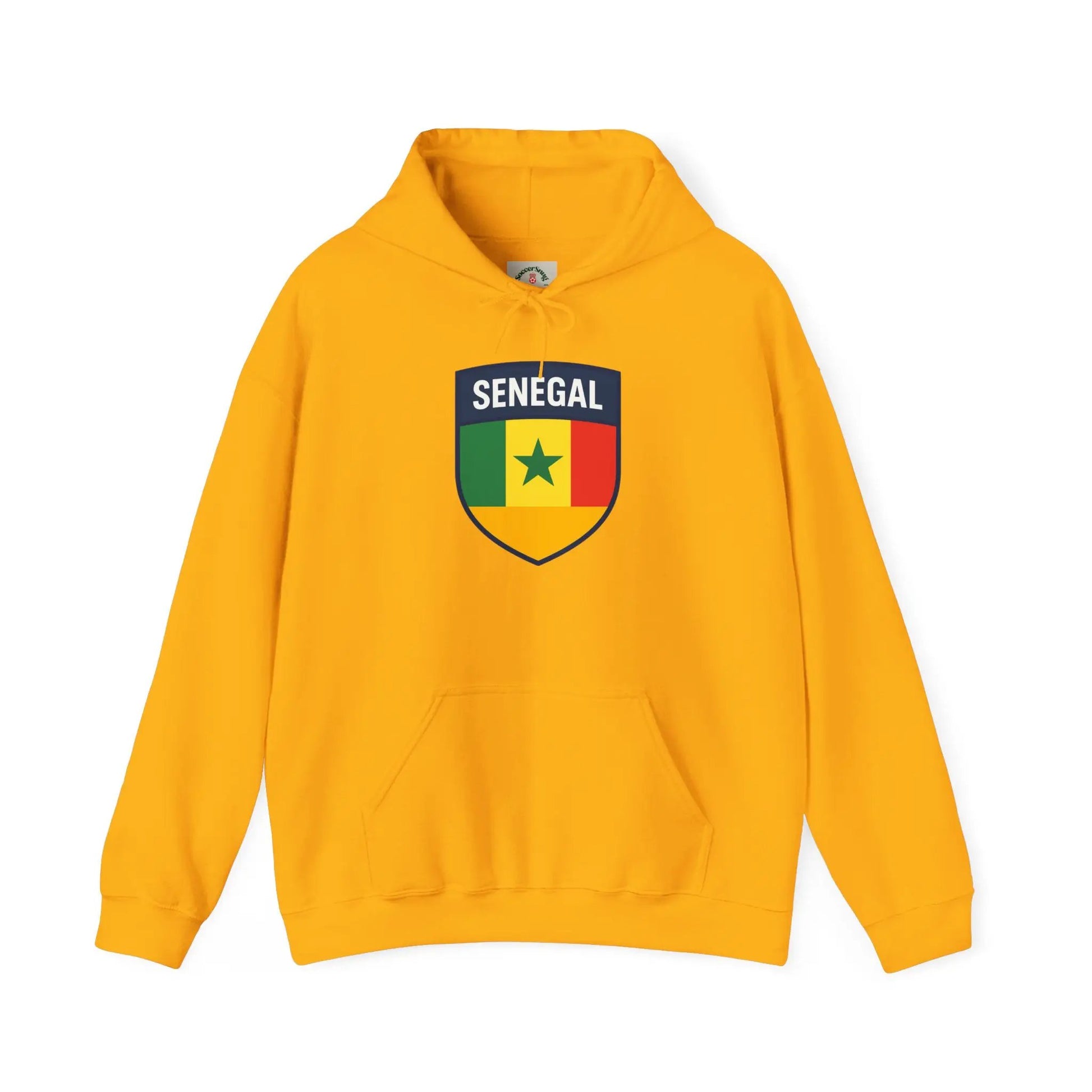 Senegal Flag Crest Hoodie With Shield Emblem For Fans And Travelers by Printify